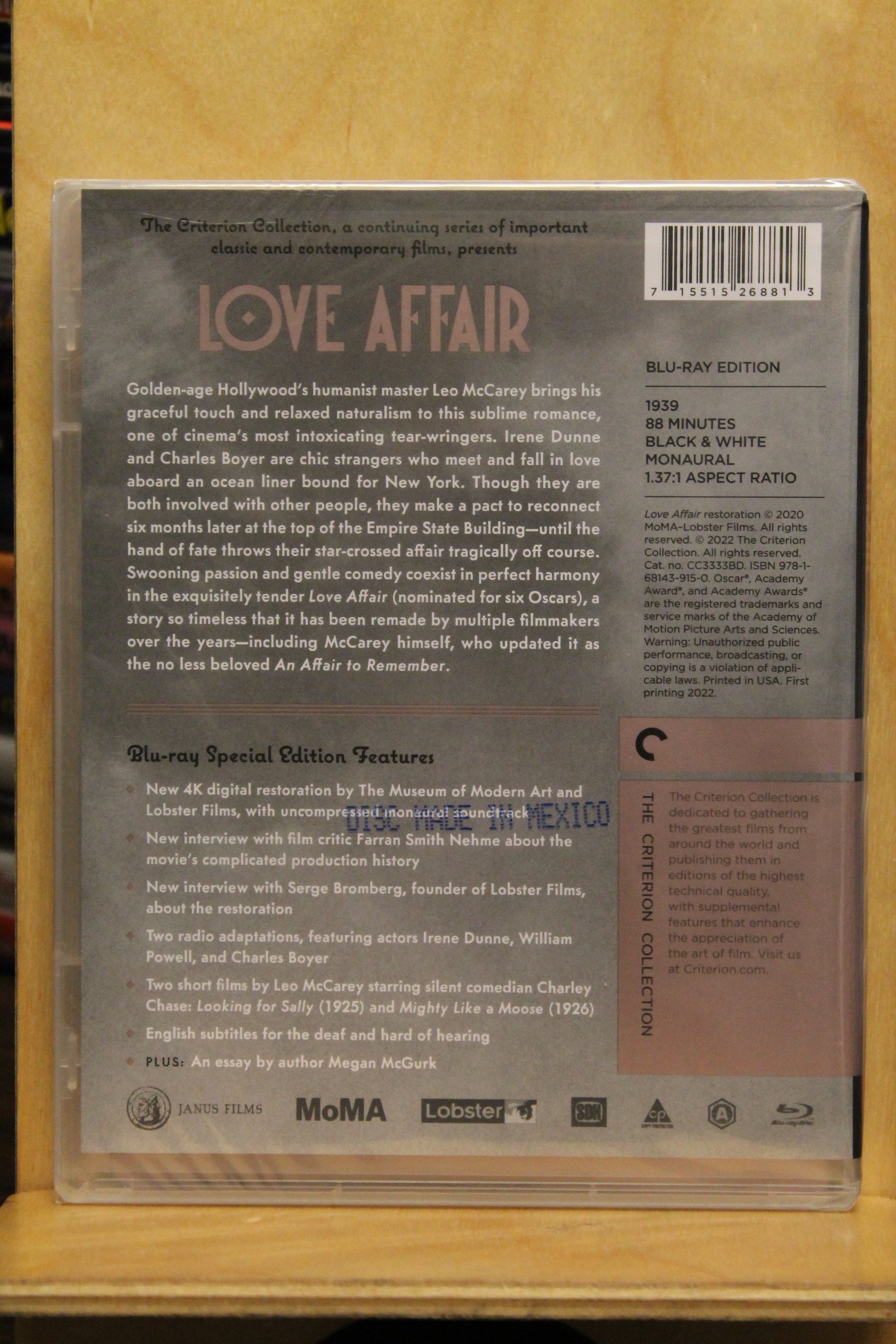 Love Affair Blu-ray
