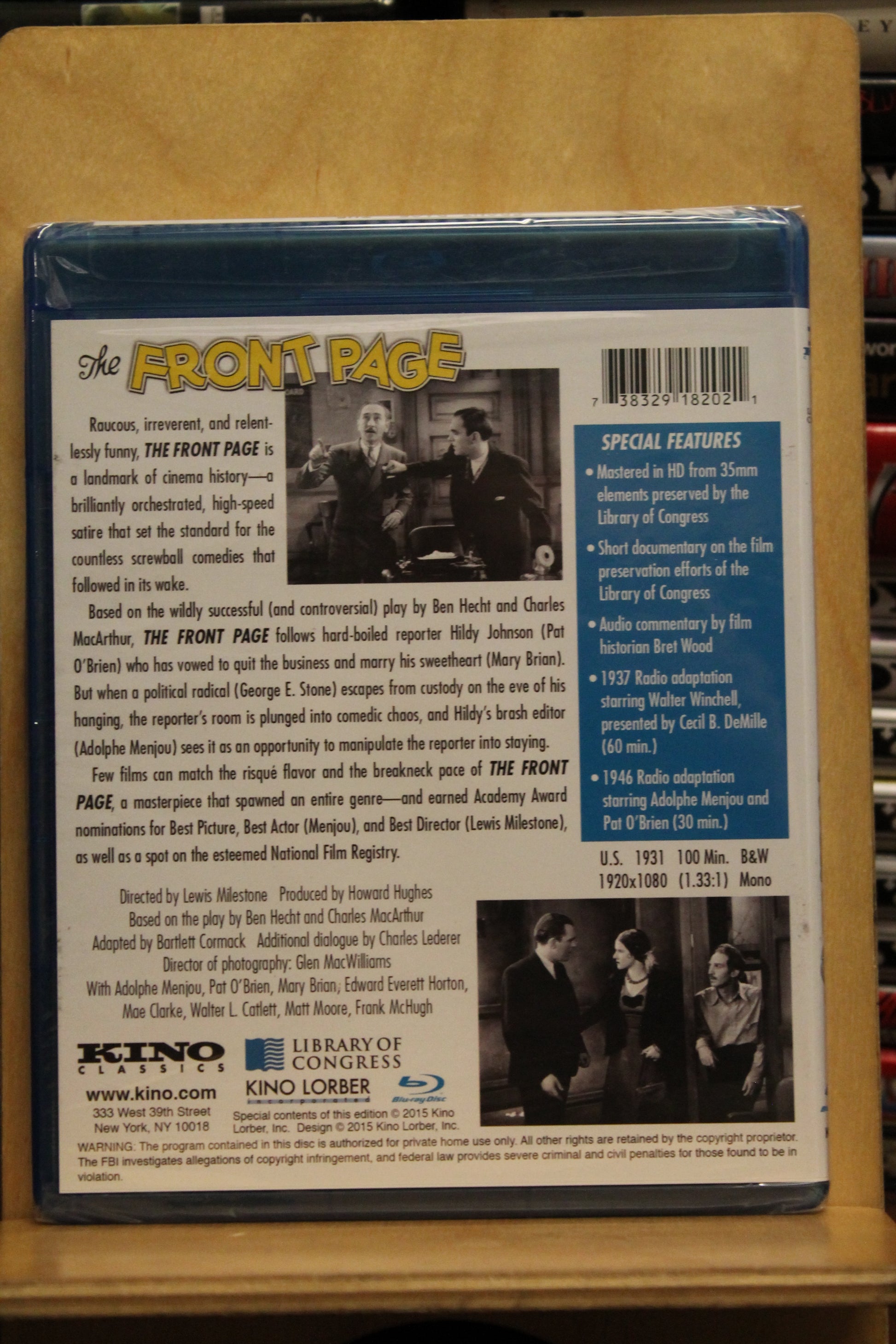 The Front Page Blu-ray